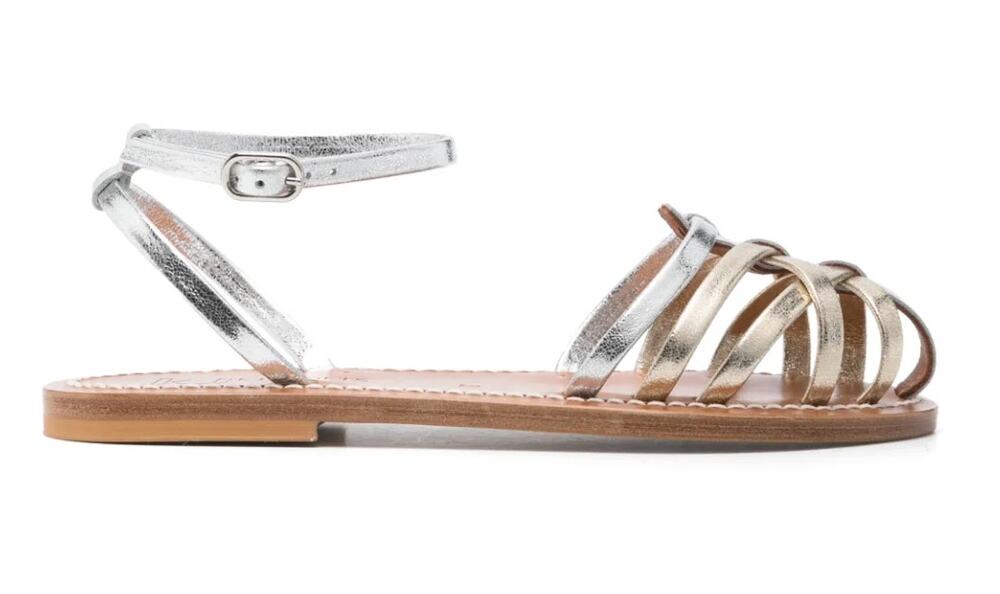 K. Jacques St Tropez Caicea Mixed Metallic Braided Leather Sandals Size EU 38